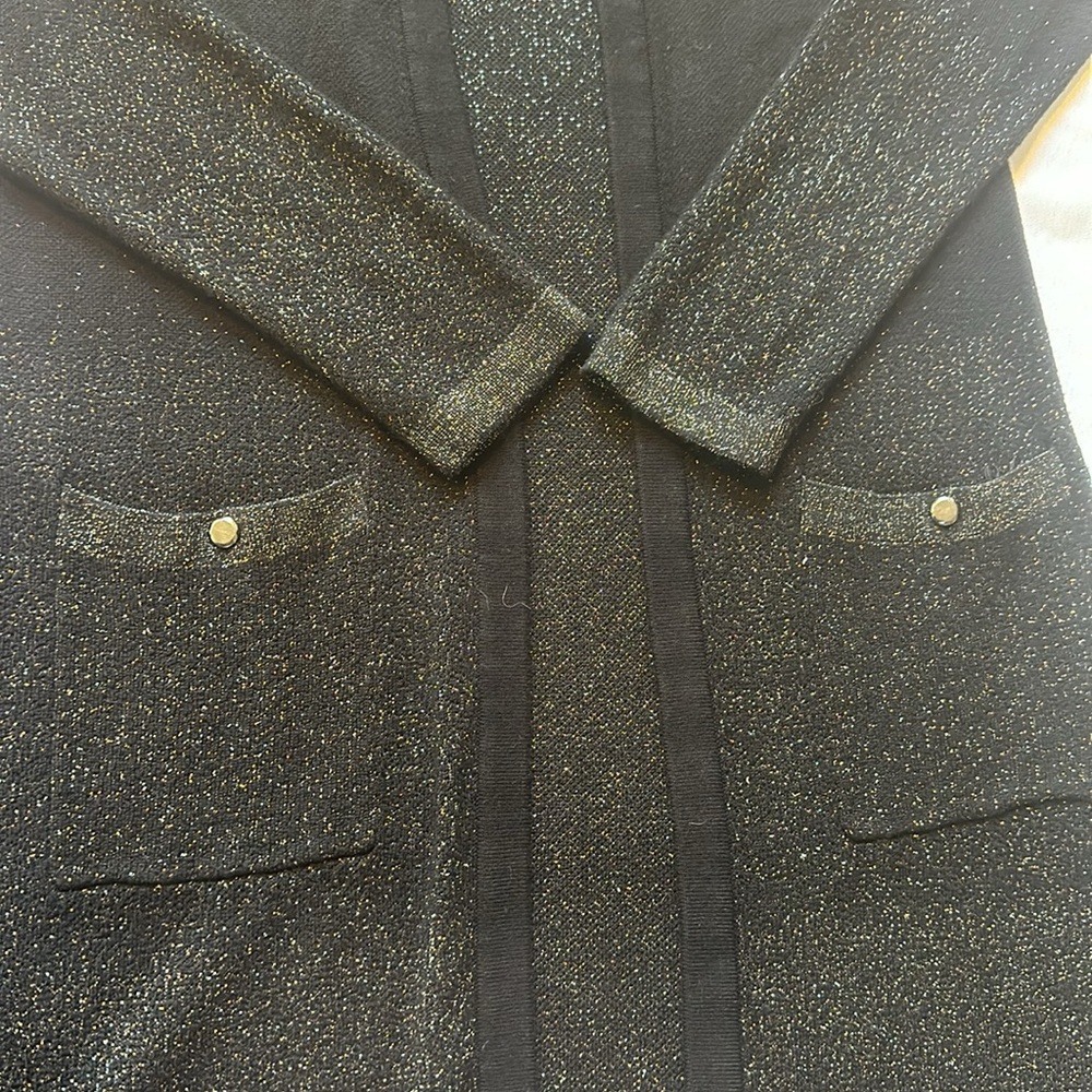 Kasper sweater jacket small black‎ silver and gold sparkle - Picture 4 of 10
